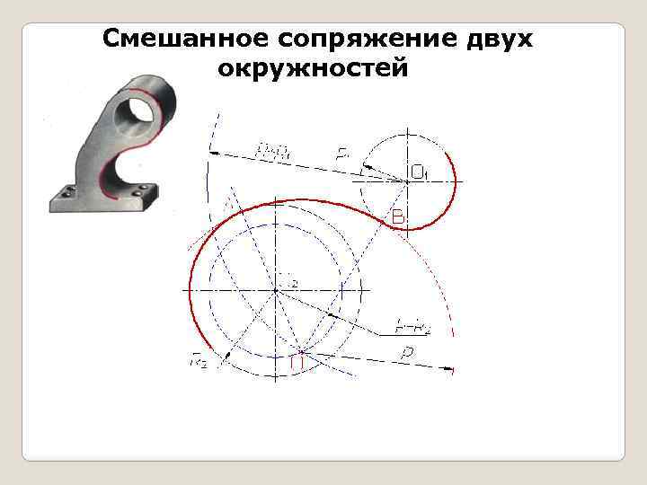 Смешанное сопряжение двух окружностей 