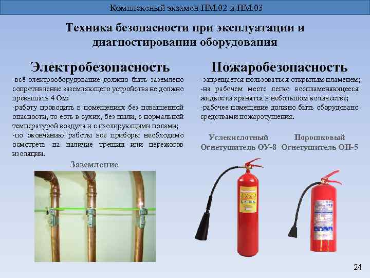 Комплексный экзамен ПМ. 02 и ПМ. 03 Техника безопасности при эксплуатации и диагностировании оборудования