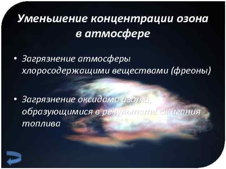 Период уменьшения концентрации озона в атмосфере