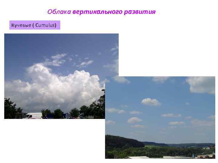 Облака вертикального развития Кучевые ( Cumulus) 