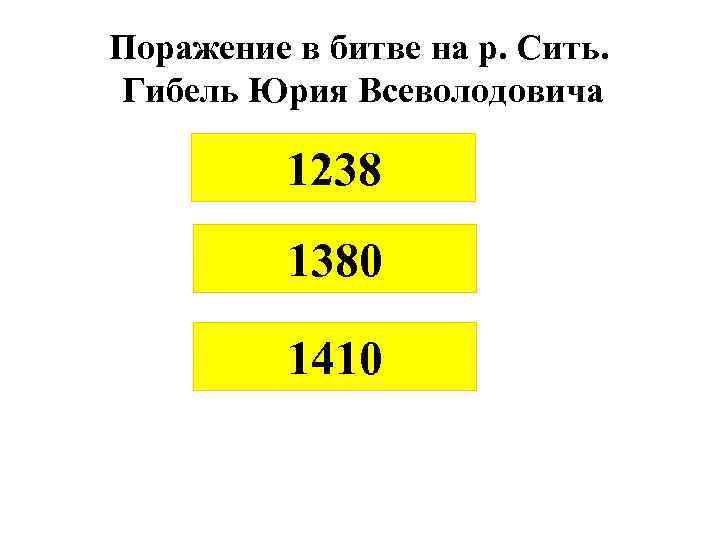 Поражение в битве на р. Сить. Гибель Юрия Всеволодовича 1238 1380 1410 