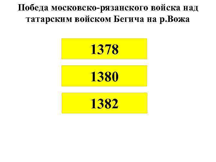 Победа московско-рязанского войска над татарским войском Бегича на р. Вожа 1378 1380 1382 
