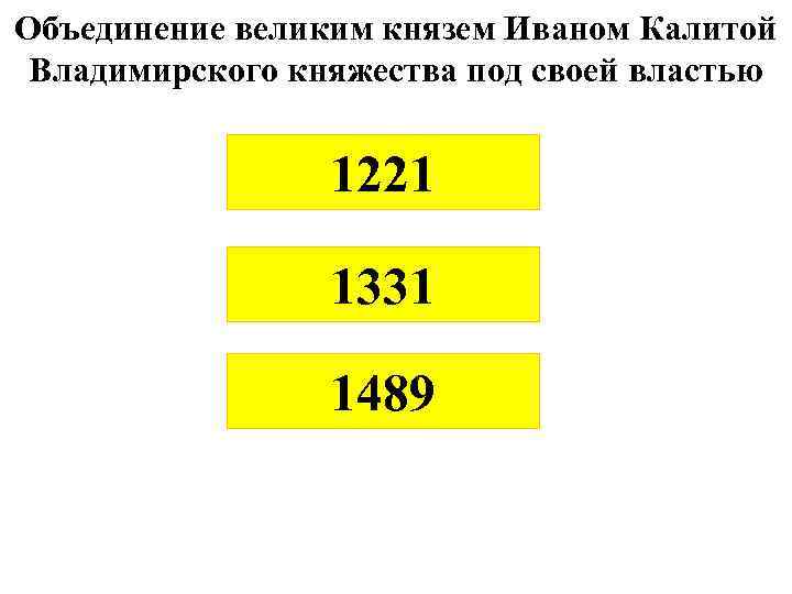 Объединение великим князем Иваном Калитой Владимирского княжества под своей властью 1221 1331 1489 
