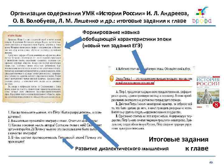 Организация содержания УМК «История России» И. Л. Андреева, О. В. Волобуева, Л. М. Ляшенко