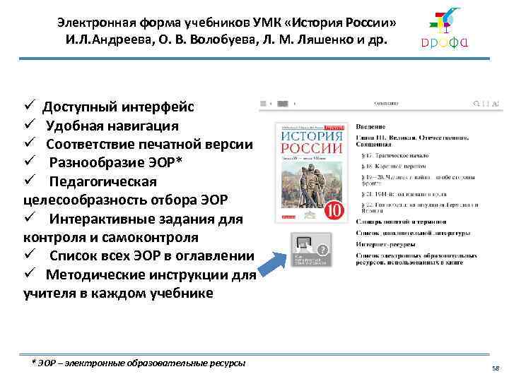 Электронная форма учебников УМК «История России» И. Л. Андреева, О. В. Волобуева, Л. М.