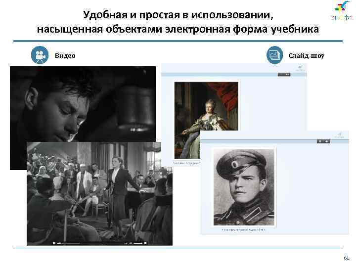 Удобная и простая в использовании, насыщенная объектами электронная форма учебника Видео Слайд-шоу 61 