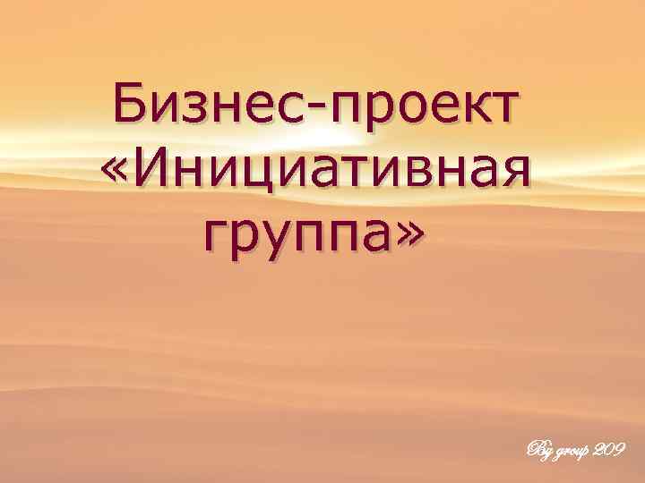 Бизнес-проект «Инициативная группа» By group 209 