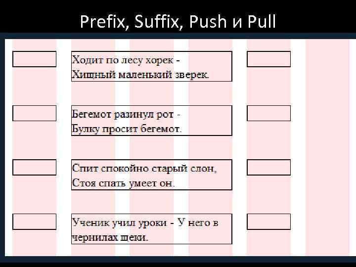 Prefix, Suffix, Push и Pull 
