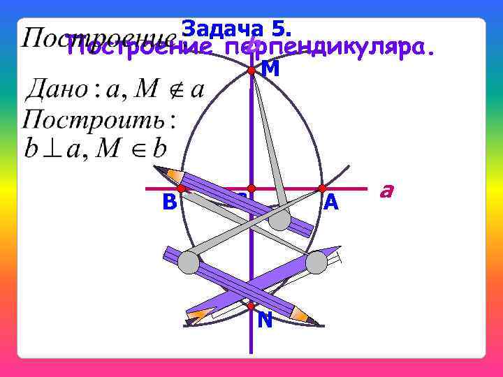 Задача 5. b Построение перпендикуляра. М B C A N a 