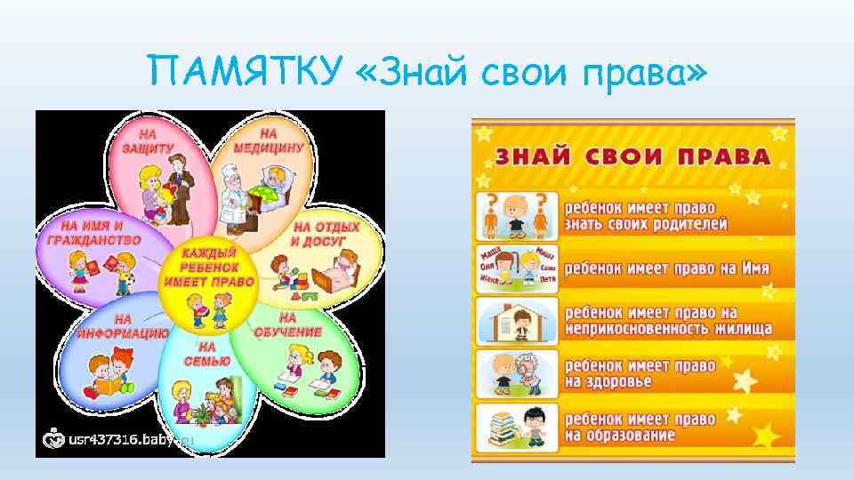ПАМЯТКУ «Знай свои права» 