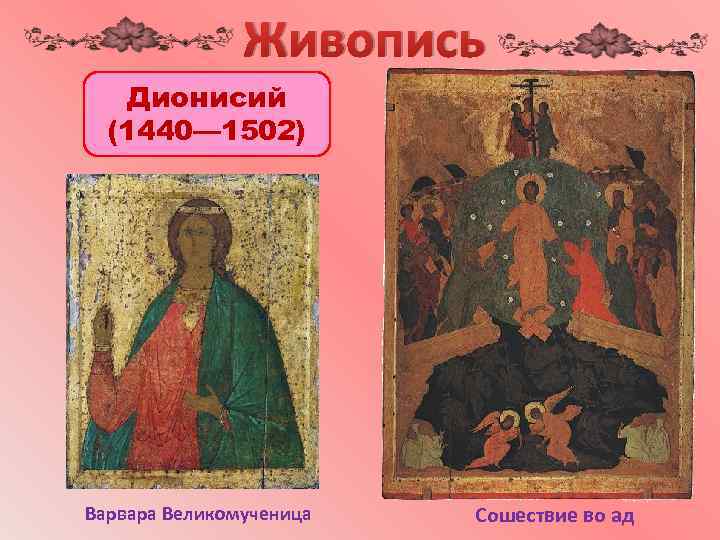 Живопись Дионисий (1440— 1502) Варвара Великомученица Сошествие во ад 