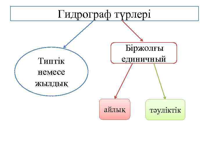 Гидрограф түрлері Типтік немесе жылдық Біржолғы единичный айлық тәуліктік 
