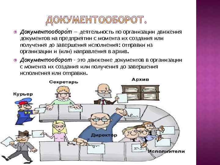  Документооборо т — деятельность по организации движения документов на предприятии с момента их