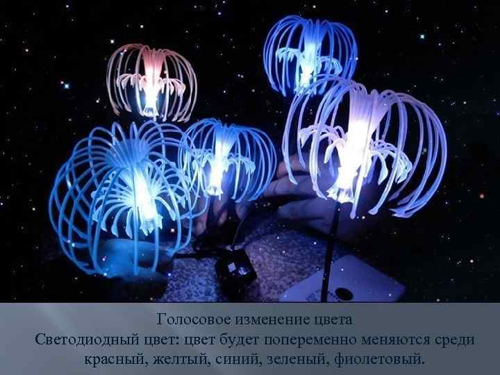 Голосовое изменение цвета Светодиодный цвет: цвет будет попеременно меняются среди красный, желтый, синий, зеленый,