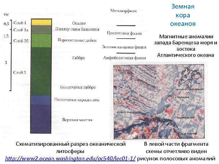 Земная кора океанов Магнитные аномалии запада Баренцева моря и востока Атлантического океана В левой