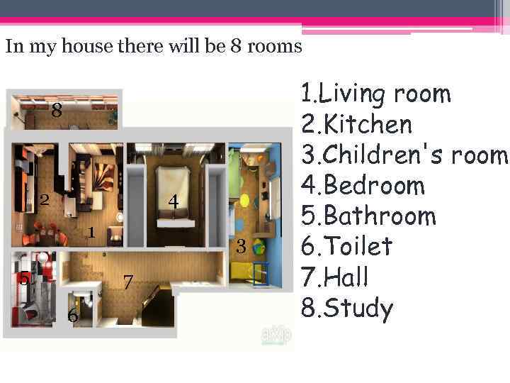 In my house there will be 8 rooms 8 2 4 1 5 3