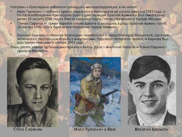 Молодая гвардия список молодогвардейцев с фото и их судьба