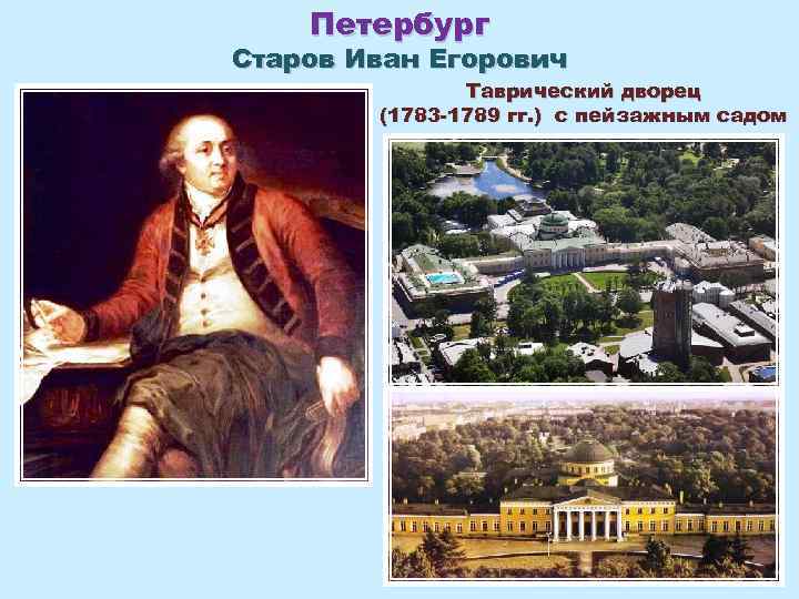 Петербург Старов Иван Егорович Таврический дворец (1783 -1789 гг. ) с пейзажным садом 