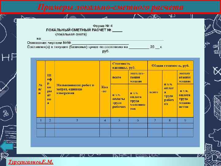 Примеры локально-сметного расчета Турсунгалиев. Е. М. 