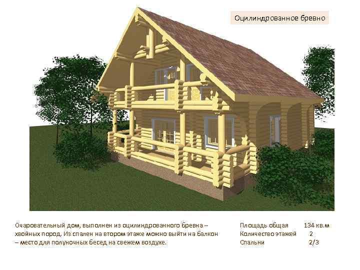 Оцилиндрованное бревно Очаровательный дом, выполнен из оцилиндрованного бревна – хвойных пород. Из спален на