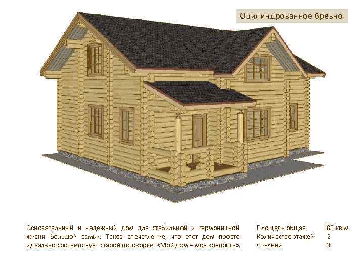Оцилиндрованное бревно Основательный и надежный дом для стабильной и гармоничной жизни большой семьи. Такое