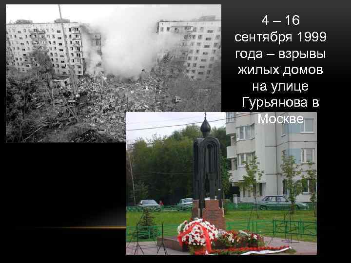4 – 16 сентября 1999 года – взрывы жилых домов на улице Гурьянова в