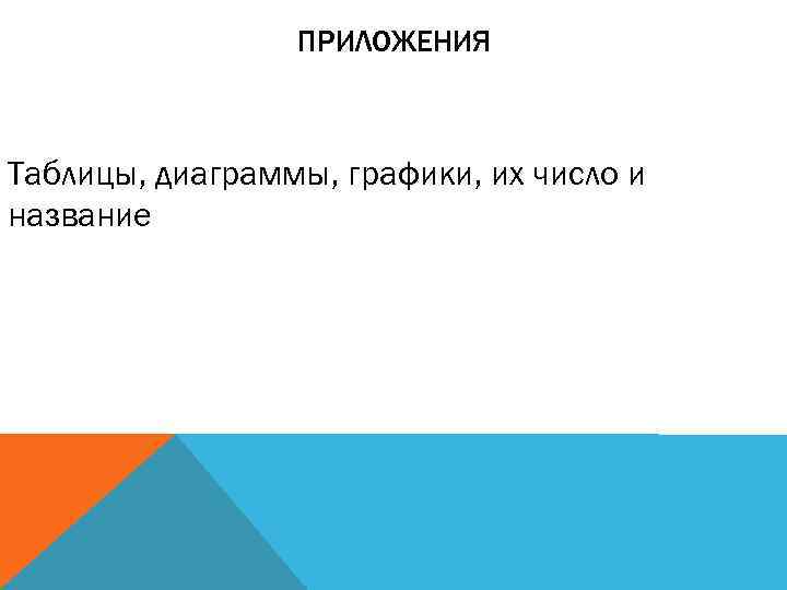ПРИЛОЖЕНИЯ Таблицы, диаграммы, графики, их число и название 