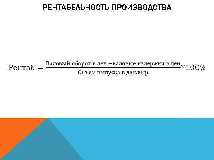 РЕНТАБЕЛЬНОСТЬ ПРОИЗВОДСТВА 