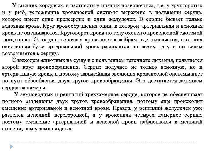 У высших хордовых, в частности у низших позвоночных, т. е. у круглоротых и у