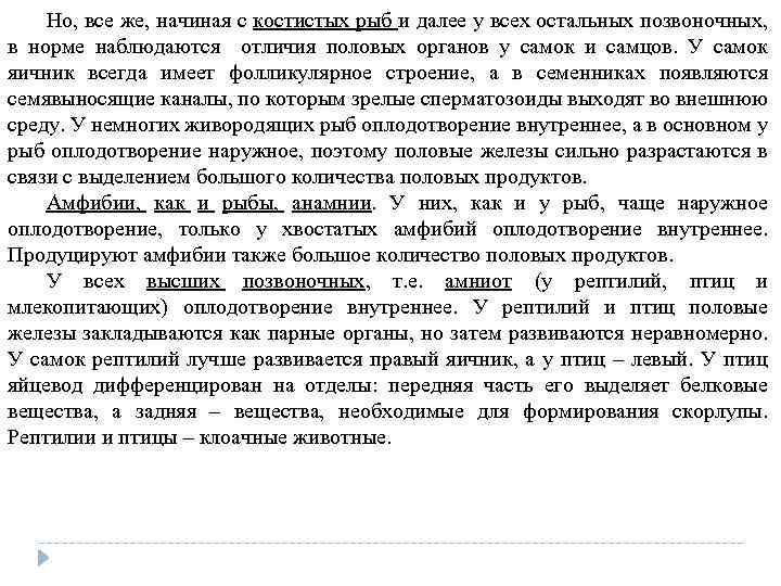 Но, все же, начиная с костистых рыб и далее у всех остальных позвоночных, в