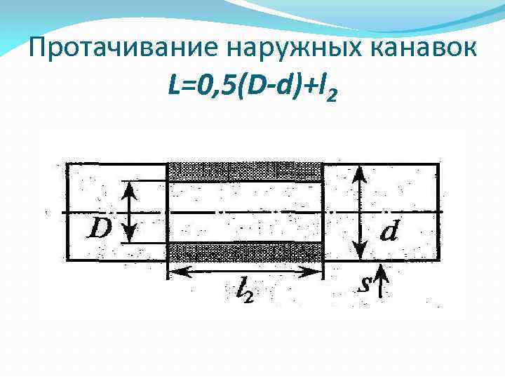 Протачивание наружных канавок L=0, 5(D-d)+l 2 