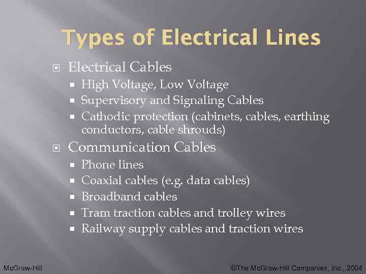 Types of Electrical Lines Electrical Cables High Voltage, Low Voltage Supervisory and Signaling Cables