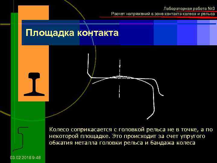 Лабораторная работа № 3 Расчет напряжений в зоне контакта колеса и рельса Площадка контакта