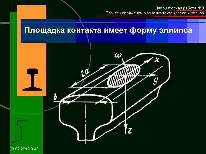 Лабораторная работа № 3 Расчет напряжений в зоне контакта колеса и рельса Площадка контакта