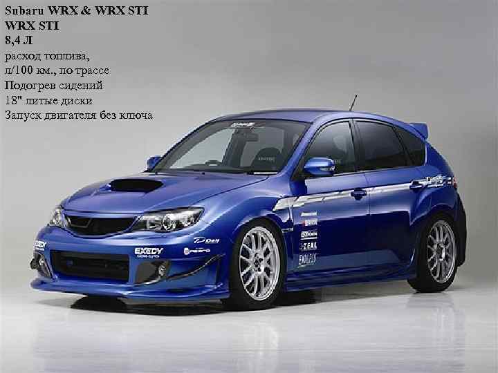 Subaru WRX & WRX STI 8, 4 Л расход топлива, л/100 км. , по