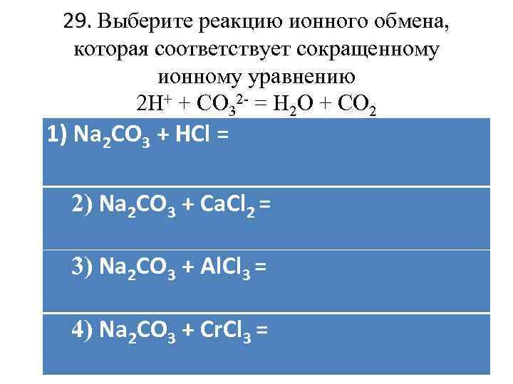 Сокращенные реакции ионного обмена