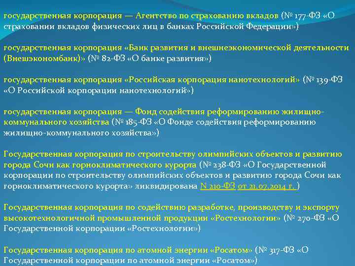 государственная корпорация — Агентство по страхованию вкладов (№ 177 -ФЗ «О страховании вкладов физических