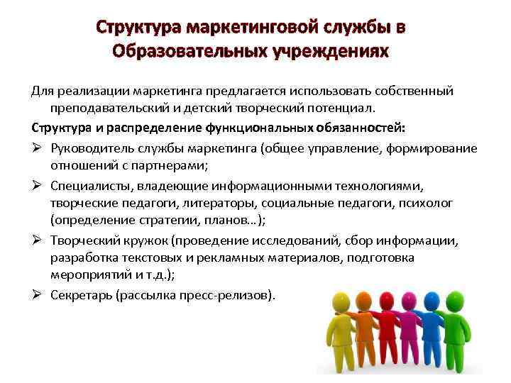 Служба в сфере образования. Структура маркетинговой службы в ОУ. Структура маркетинга в организации образования. Организация деятельности маркетинговой службы в образовании. Структура маркетинговой службы в образовании.