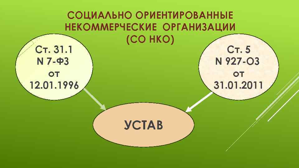 СОЦИАЛЬНО ОРИЕНТИРОВАННЫЕ НЕКОММЕРЧЕСКИЕ ОРГАНИЗАЦИИ (СО НКО) Ст. 5 Ст. 31. 1 N 927 -ОЗ