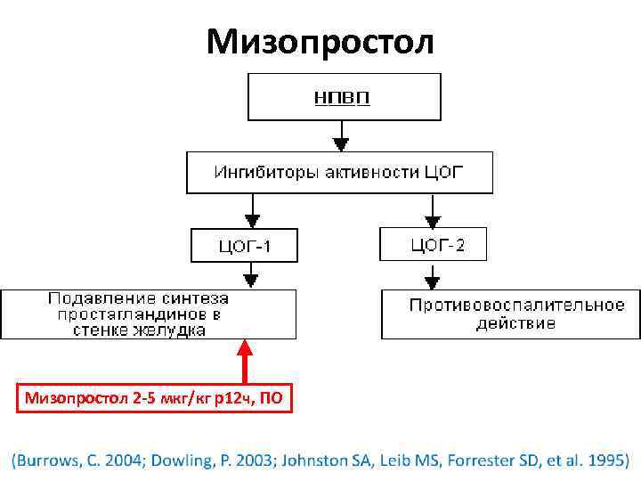 Мизопростол 2 -5 мкг/кг р12 ч, ПО 