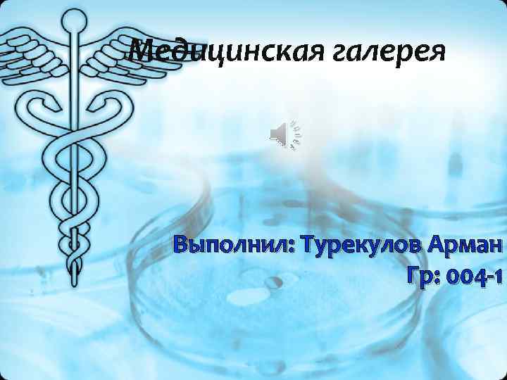 Медицинская галерея Выполнил: Турекулов Арман Гр: 004 -1 