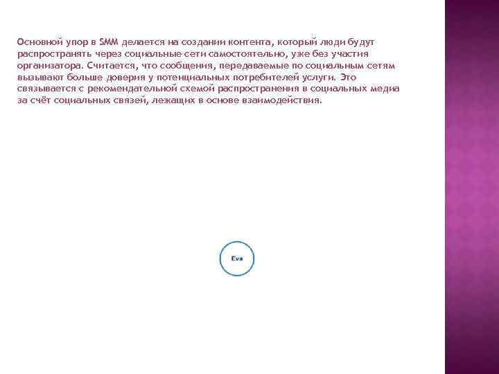 Основной упор в SMM делается на создании контента, который люди будут распространять через социальные