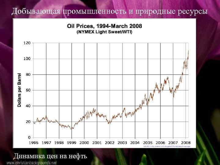 Добывающая промышленность и природные ресурсы Место России в мировом хозяйстве Динамика цен на нефть