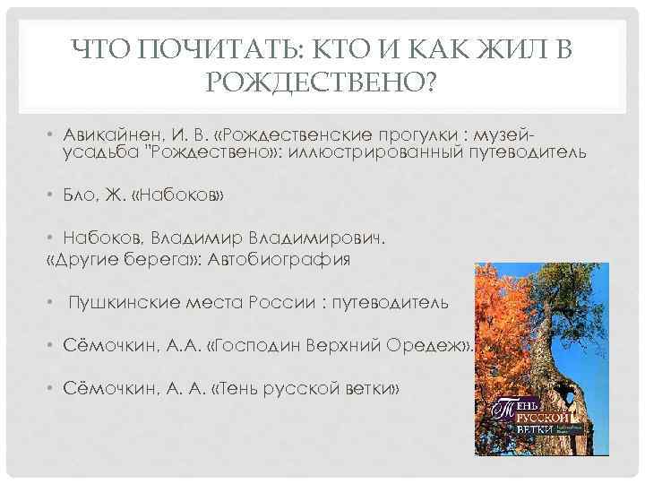 ЧТО ПОЧИТАТЬ: КТО И КАК ЖИЛ В РОЖДЕСТВЕНО? • Авикайнен, И. В. «Рождественские прогулки