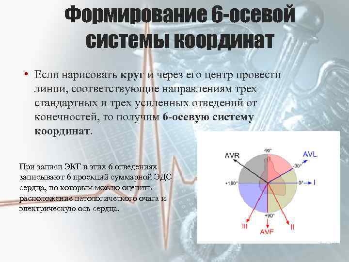 Формирование 6 -осевой системы координат • Если нарисовать круг и через его центр провести