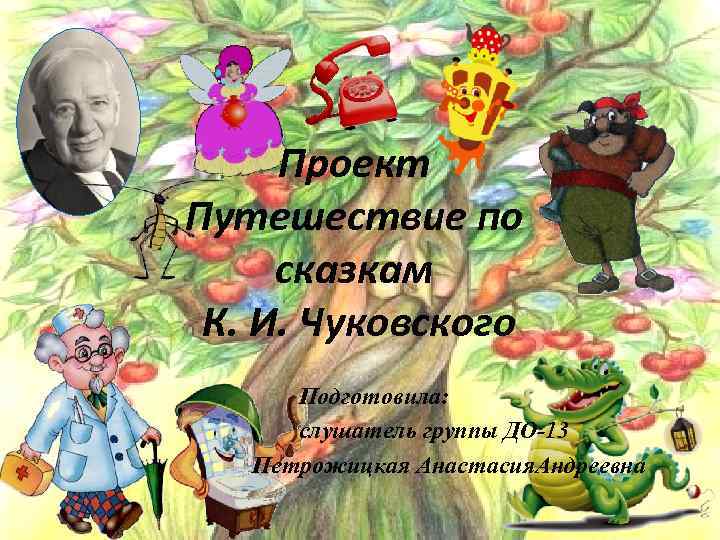 Проект Путешествие по сказкам К. И. Чуковского Подготовила: слушатель группы ДО-13 Петрожицкая Анастасия. Андреевна