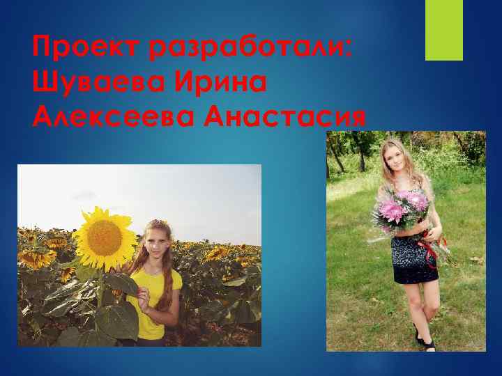 Проект разработали: Шуваева Ирина Алексеева Анастасия 