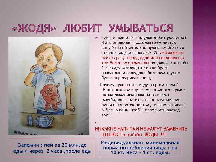  «ЖОДЯ» ЛЮБИТ УМЫВАТЬСЯ Так же , как и вы желудок любит умываться и