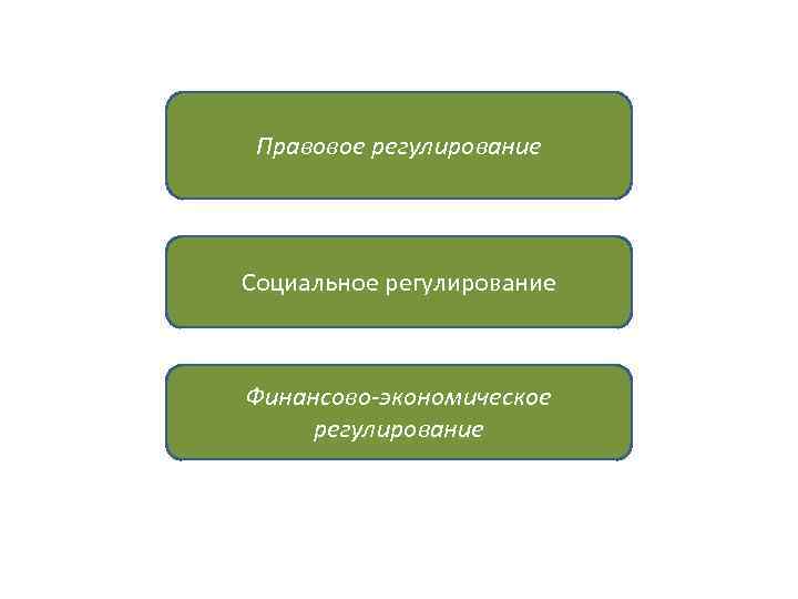 Правовое регулирование Социальное регулирование Финансово-экономическое регулирование 