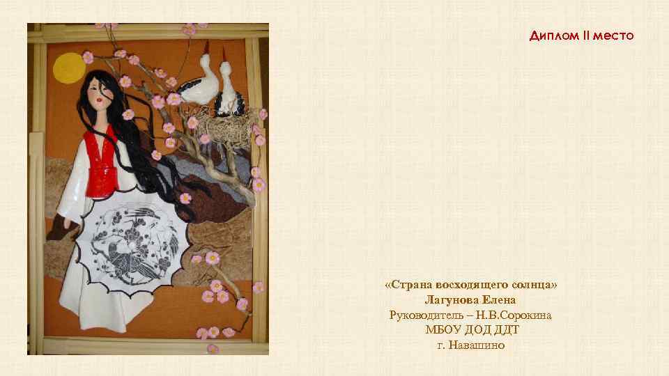 Диплом II место «Страна восходящего солнца» Лагунова Елена Руководитель – Н. В. Сорокина МБОУ